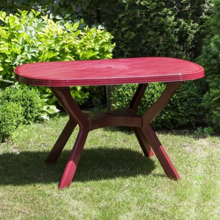 Bastenski sto plasticni ovalni 1250x800cm bordo